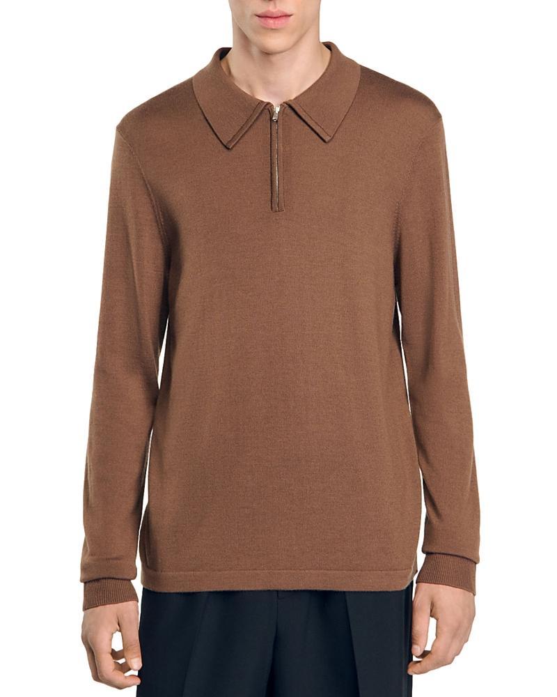 Sandro Wool-Blend Zip Polo Sweater Product Image