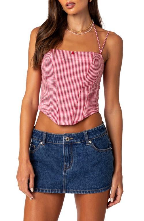 Womens Pippa Gingham Lace Up Corset Top Product Image