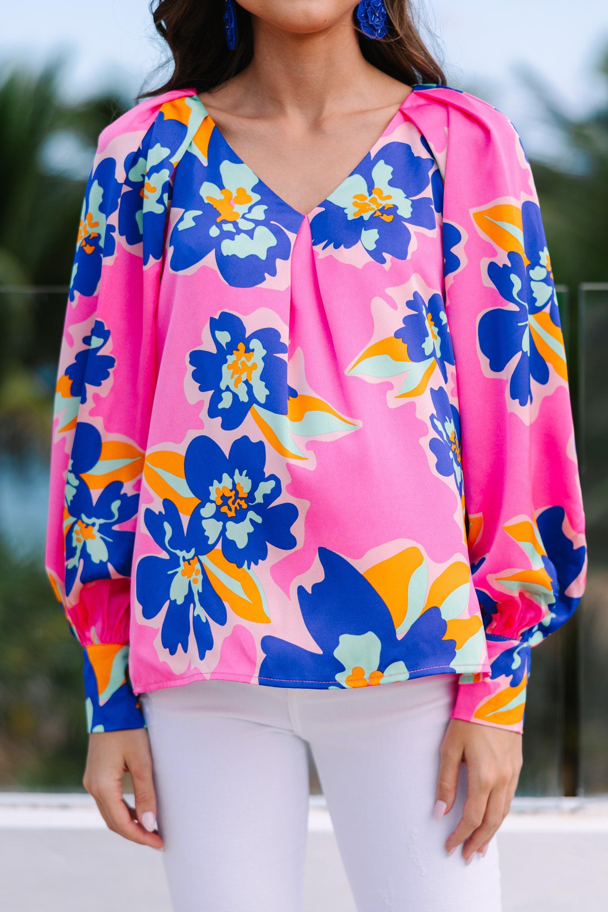 Know It All Pink Floral Blouse Female Product Image