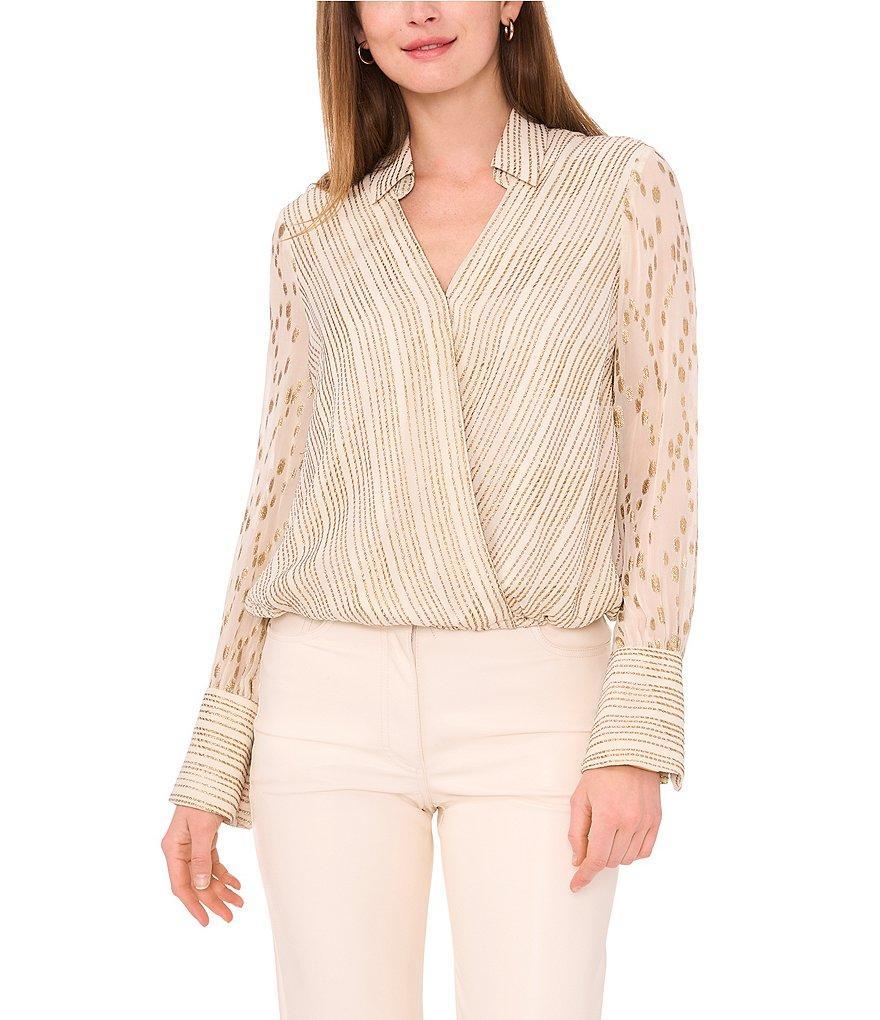 Vince Camuto V Neck Long Sleeve Blouse Product Image