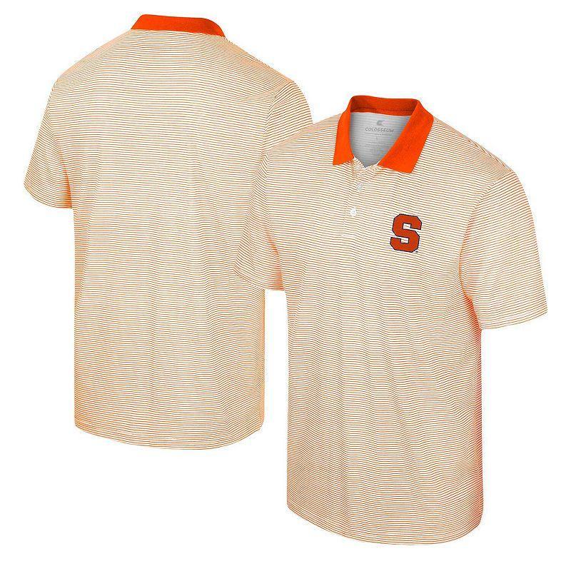 Mens Colosseum White Syracuse Orange Print Stripe Polo Product Image