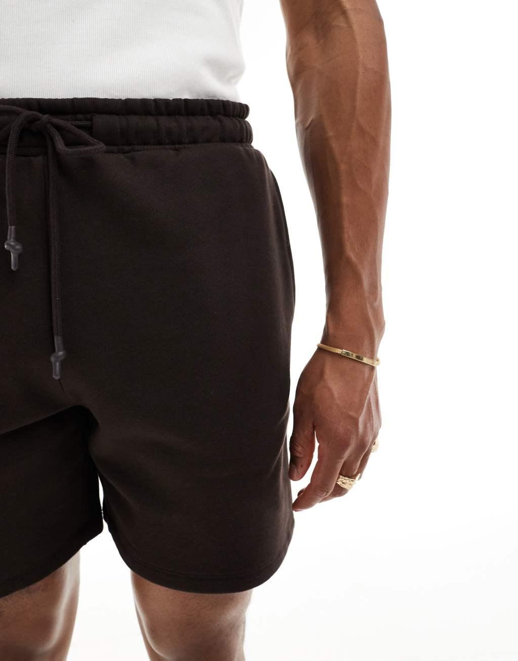 ASOS DESIGN heavyweight oversized shorts in brown Product Image