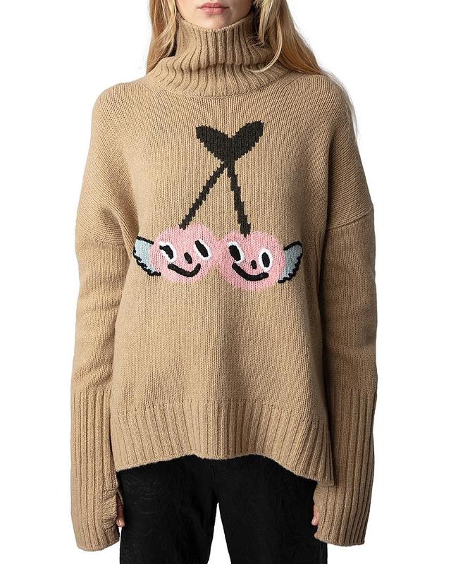 Womens Alma Cherries Wool Turtleneck Sweater Product Image