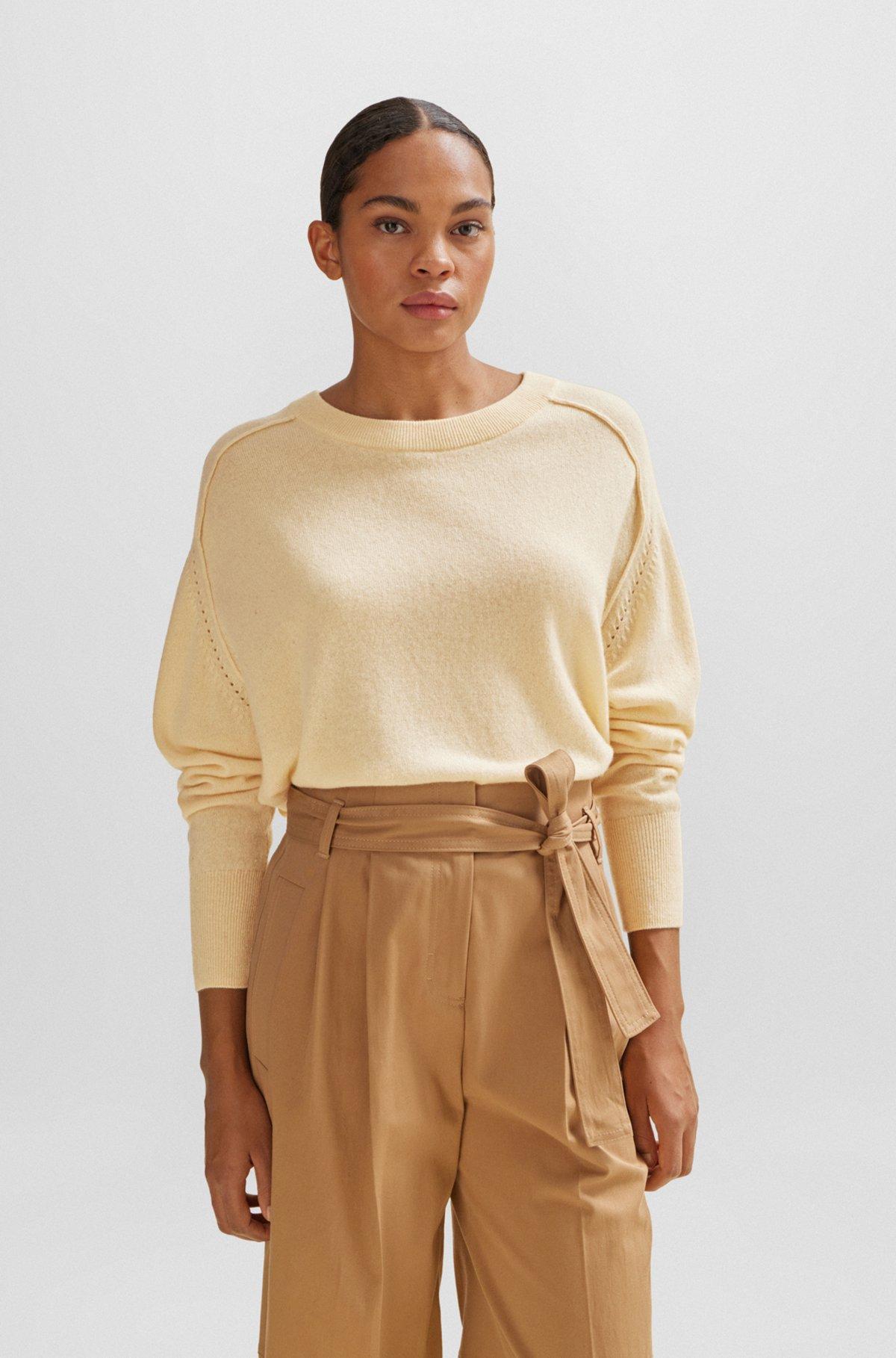 Melange sweater in cashmere with seam details Product Image