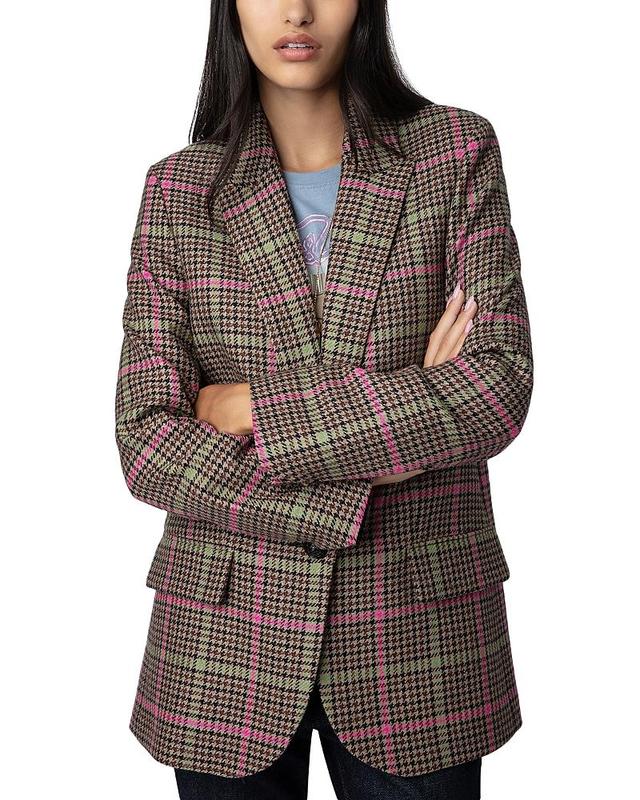 Zadig & Voltaire Vow Houndstooth Check Wool Blazer Product Image