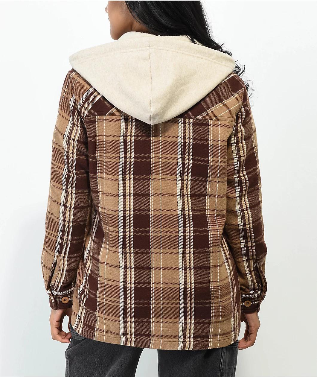 Empyre Holly Brown Hooded Flannel Shirt Product Image