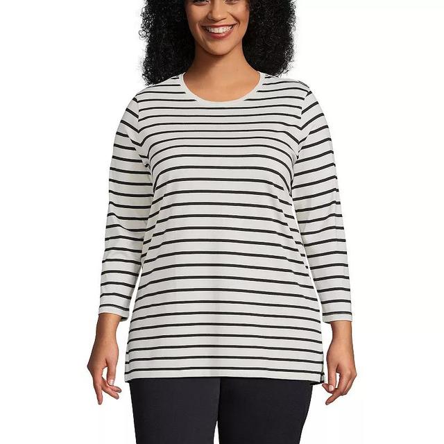 Plus Size Lands End Supima Cotton Relaxed Fit Crewneck Tunic, Womens Product Image