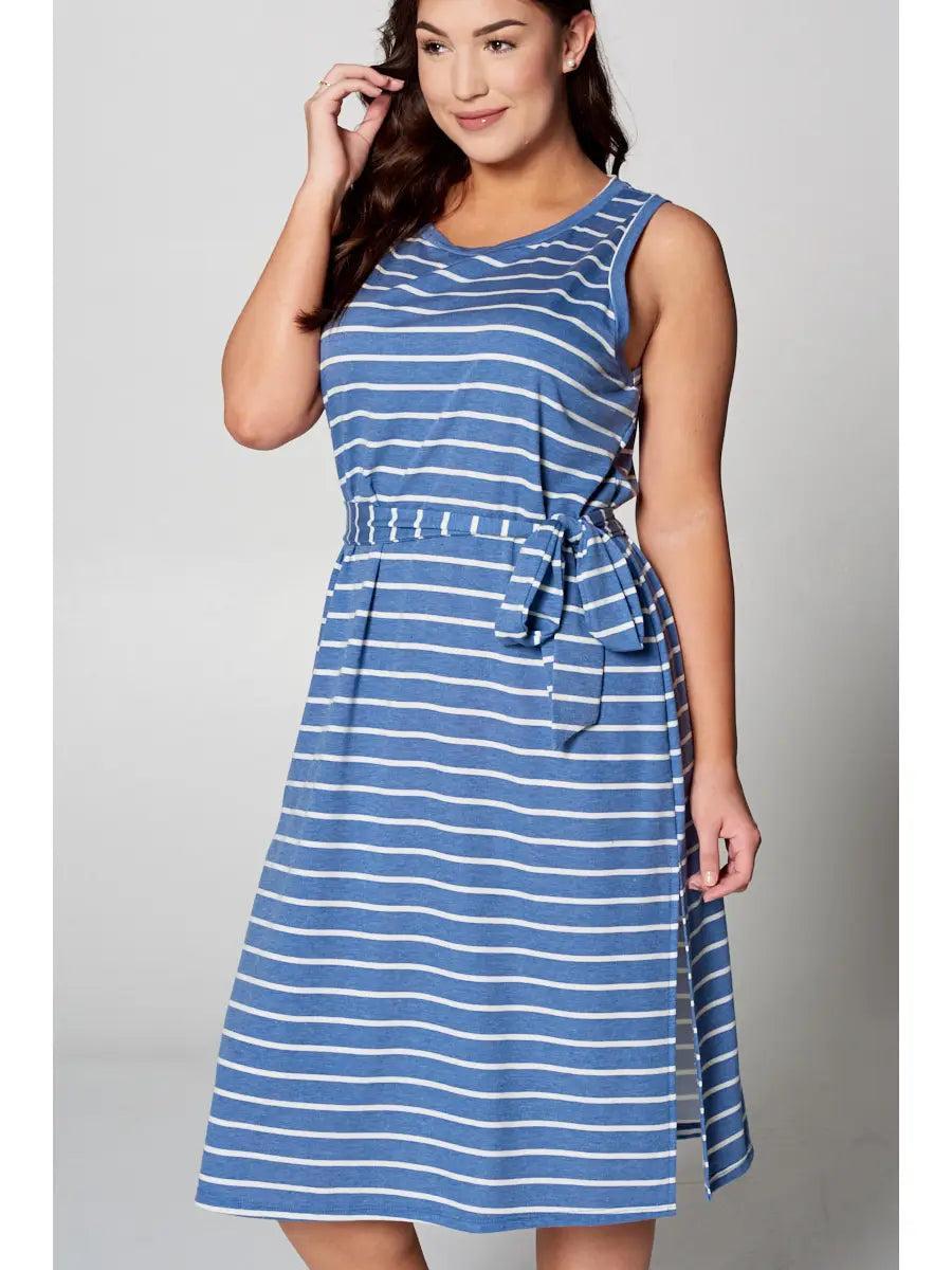 Sleeveless Stripe Midi Dress Female Product Image