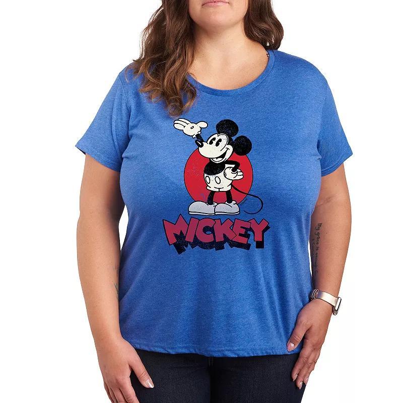 Disneys Mickey Mouse Plus Mickey Heritage Graphic Tee, Womens Grey Gray Product Image