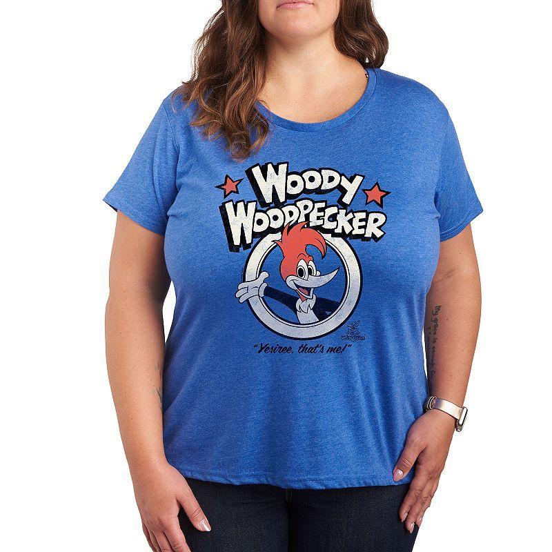 Plus Woody Woodpecker Yesiree Graphic Tee, Womens Grey Gray Product Image