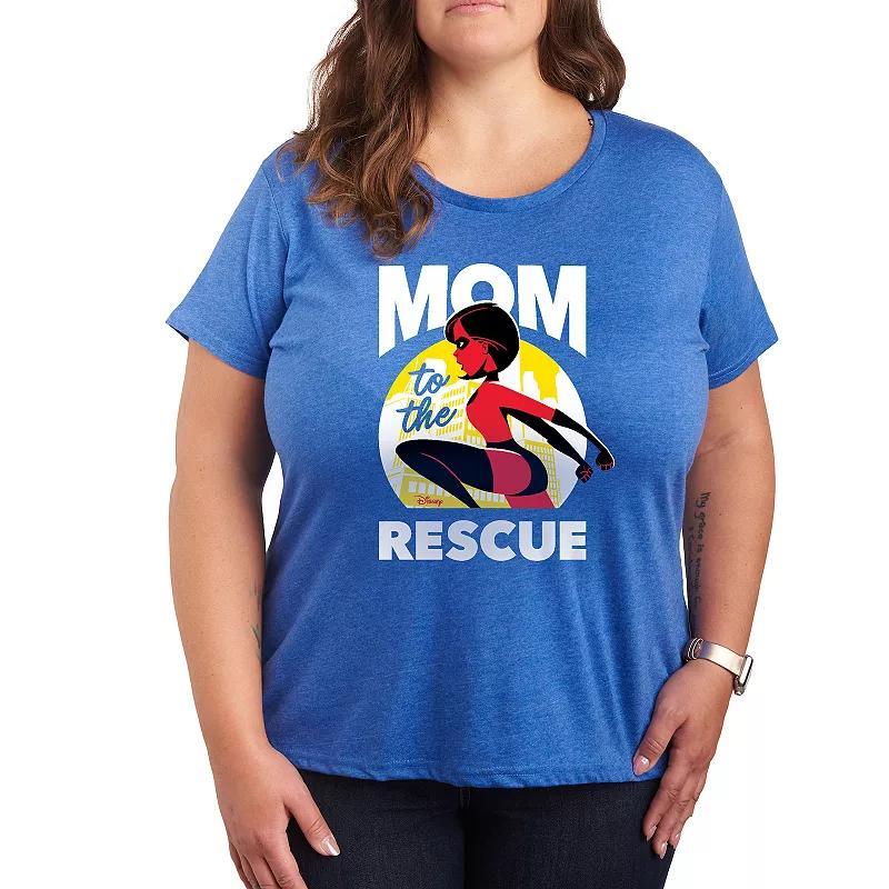 Disney / Pixars The Incredibles Plus Mom Rescue Graphic Tee, Womens Grey Royal Blue Product Image