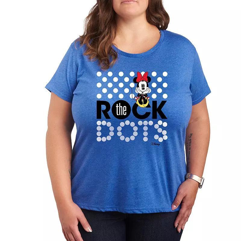 Disneys Minnie Mouse Plus Rock The Dots Graphic Tee, Womens Grey Royal Blue Product Image