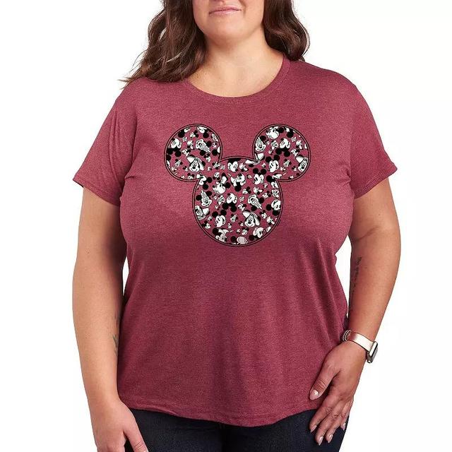 Disneys Mickey Mouse Plus Meta Graphic Tee, Womens Grey Dark Red Product Image