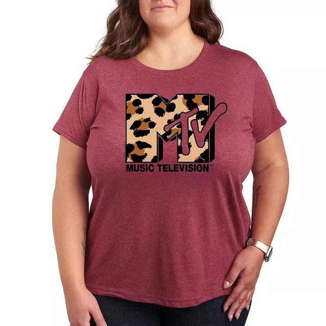 Plus MTV Leopard Art Graphic Tee, Womens Product Image