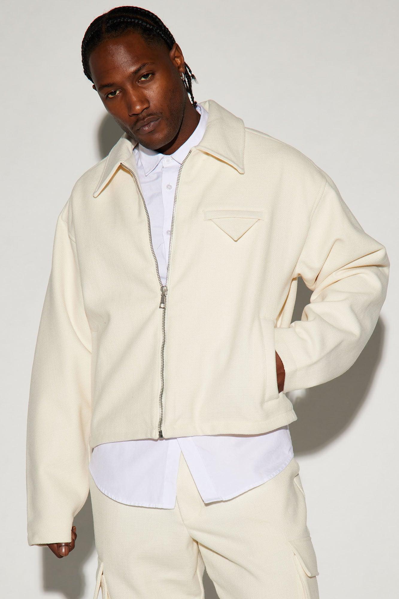 Wilder Textured Weave Cropped Jacket - Cream Product Image