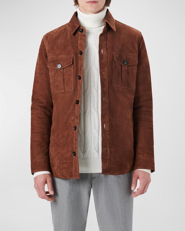 Bugatchi Suede Shirt Jacket in Beige at Nordstrom, Size Xx-Large Product Image