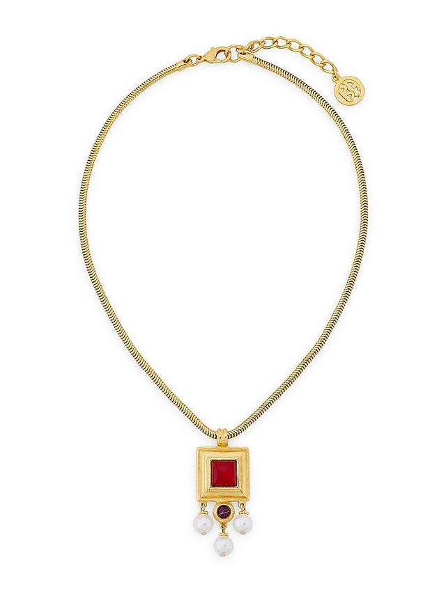 Womens Lucresia Annora 24K Gold-Plated, Glass Stone & Glass Pearl Pendant Necklace Product Image