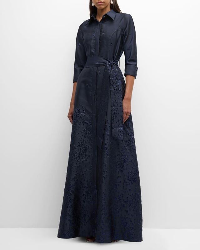 Metallic Jacquard Shirt Gown Product Image