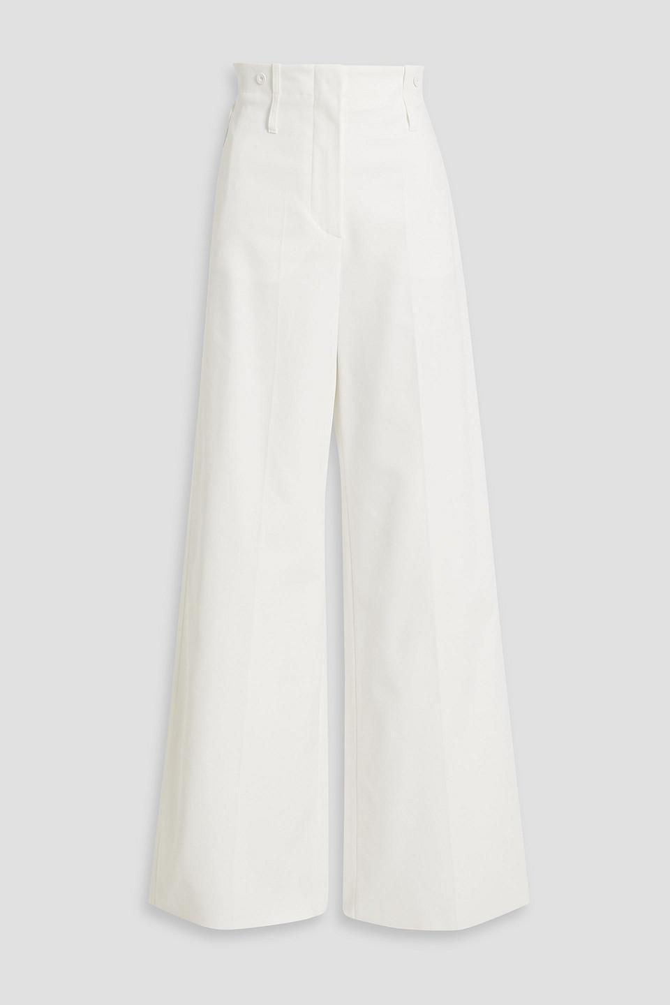 MAX MARA Yang Pleated Stretch-cotton Wide-leg Pants In Black Product Image