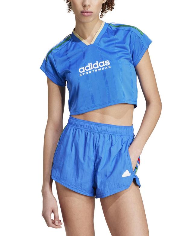 adidas Womens Tiro 3-Stripes Short-Sleeve Crop Top Product Image