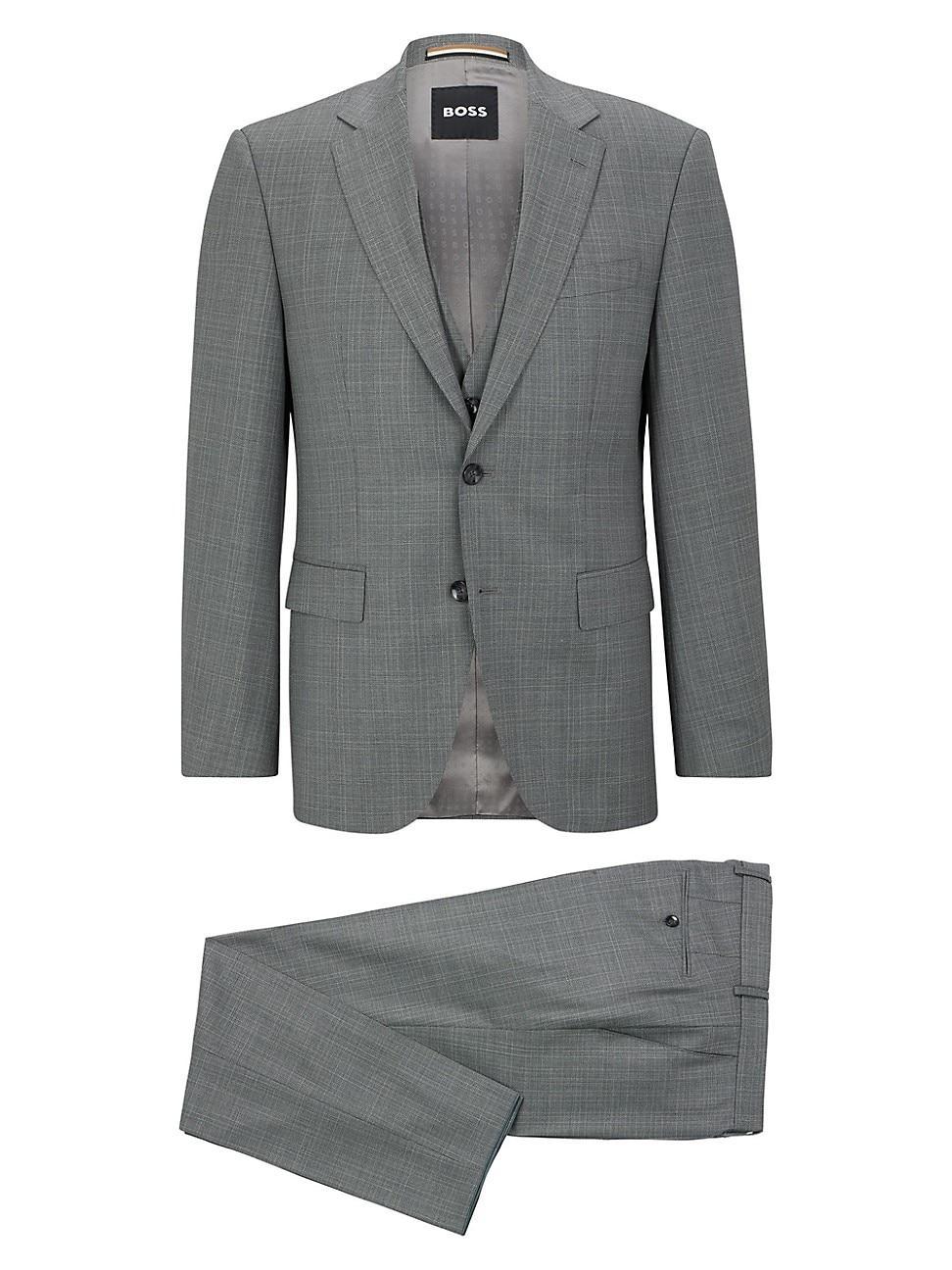 Mens Regular-Fit Three Piece Suit in Virgin Wool Serge Product Image