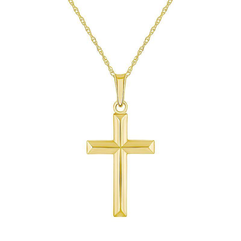 14k Yellow Gold Cross Pendant Necklace, Womens Product Image