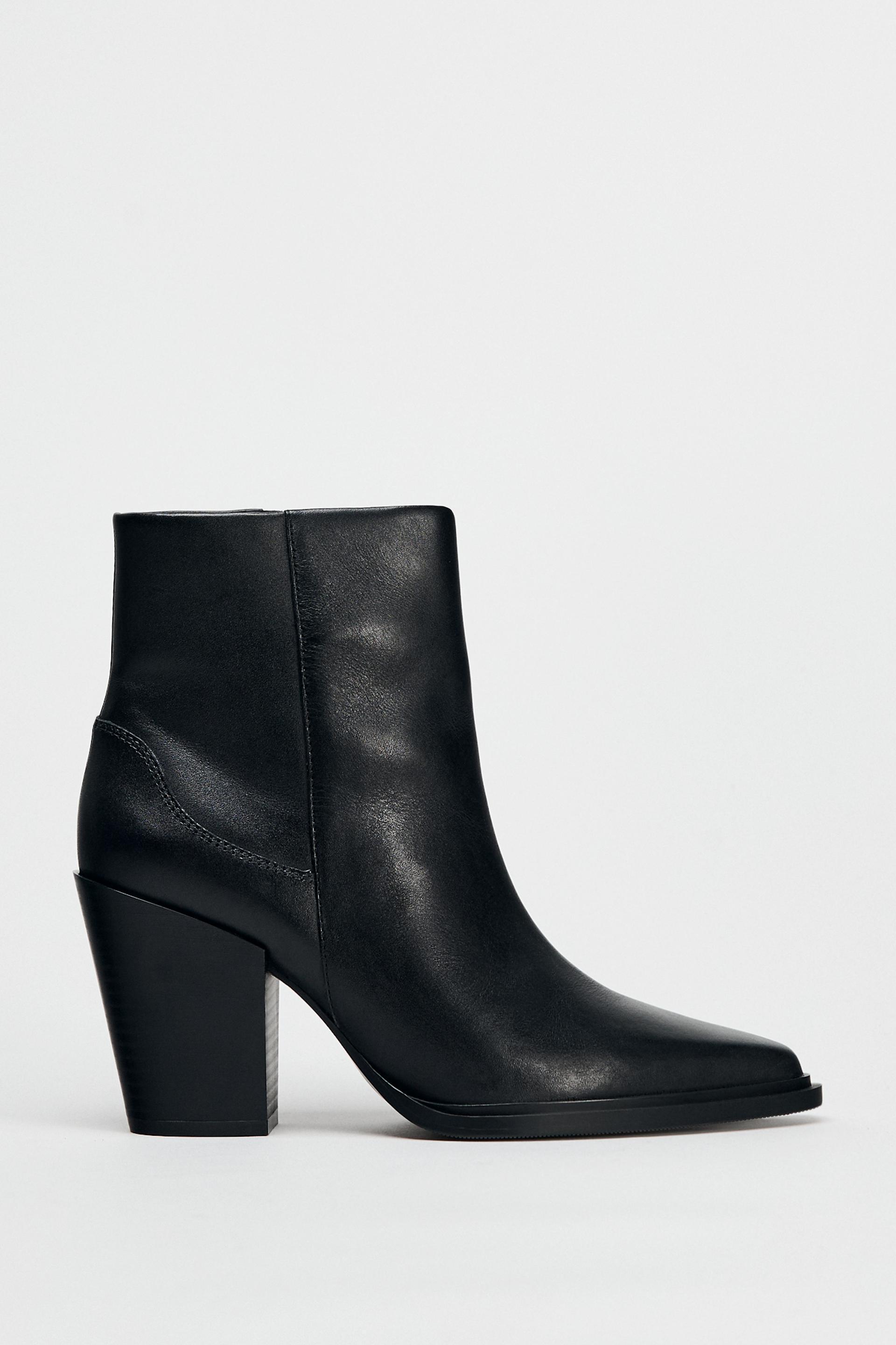 HEELED LEATHER ANKLE BOOTS Product Image