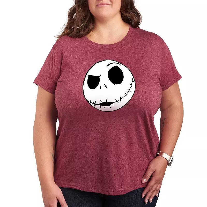 Disneys Nightmare Before Christmas Plus Jack Face Graphic Tee, Womens Product Image