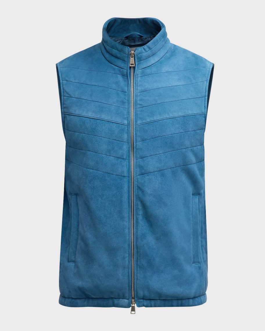 Men's Suede Half-Quilted Full-Zip Vest Product Image