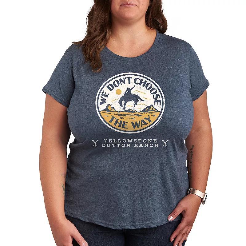 Plus Yellowstone Dont Choose The Way Graphic Tee, Womens Grey Blue Product Image