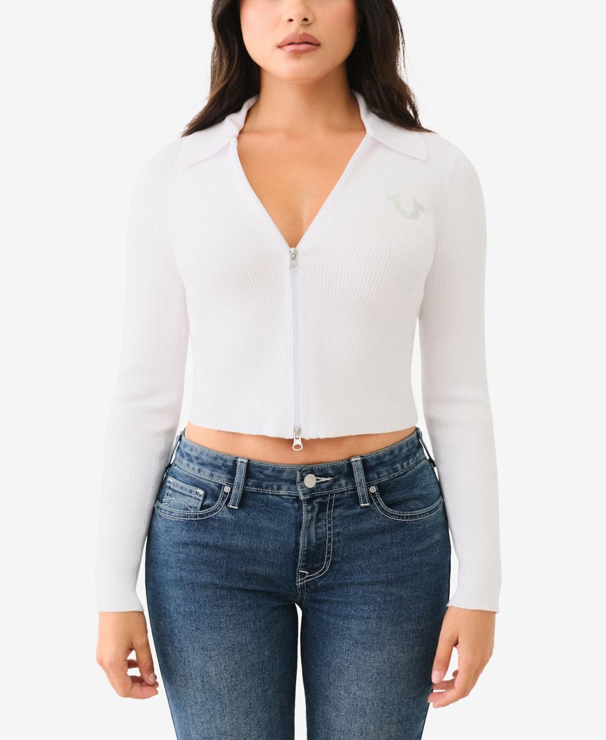 True Religion Womens Collar Zip Hs Rib Sweater Product Image