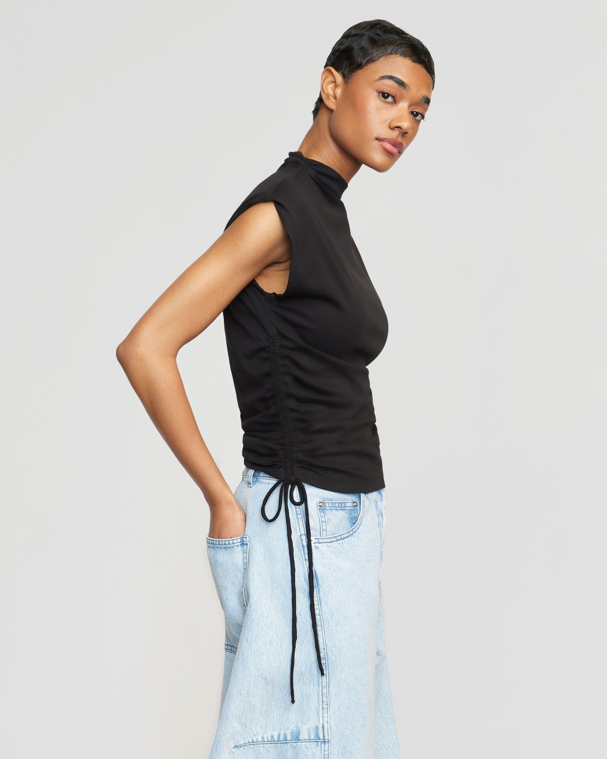 Jocelyn Asymmetric Ruched-Side Tee Product Image