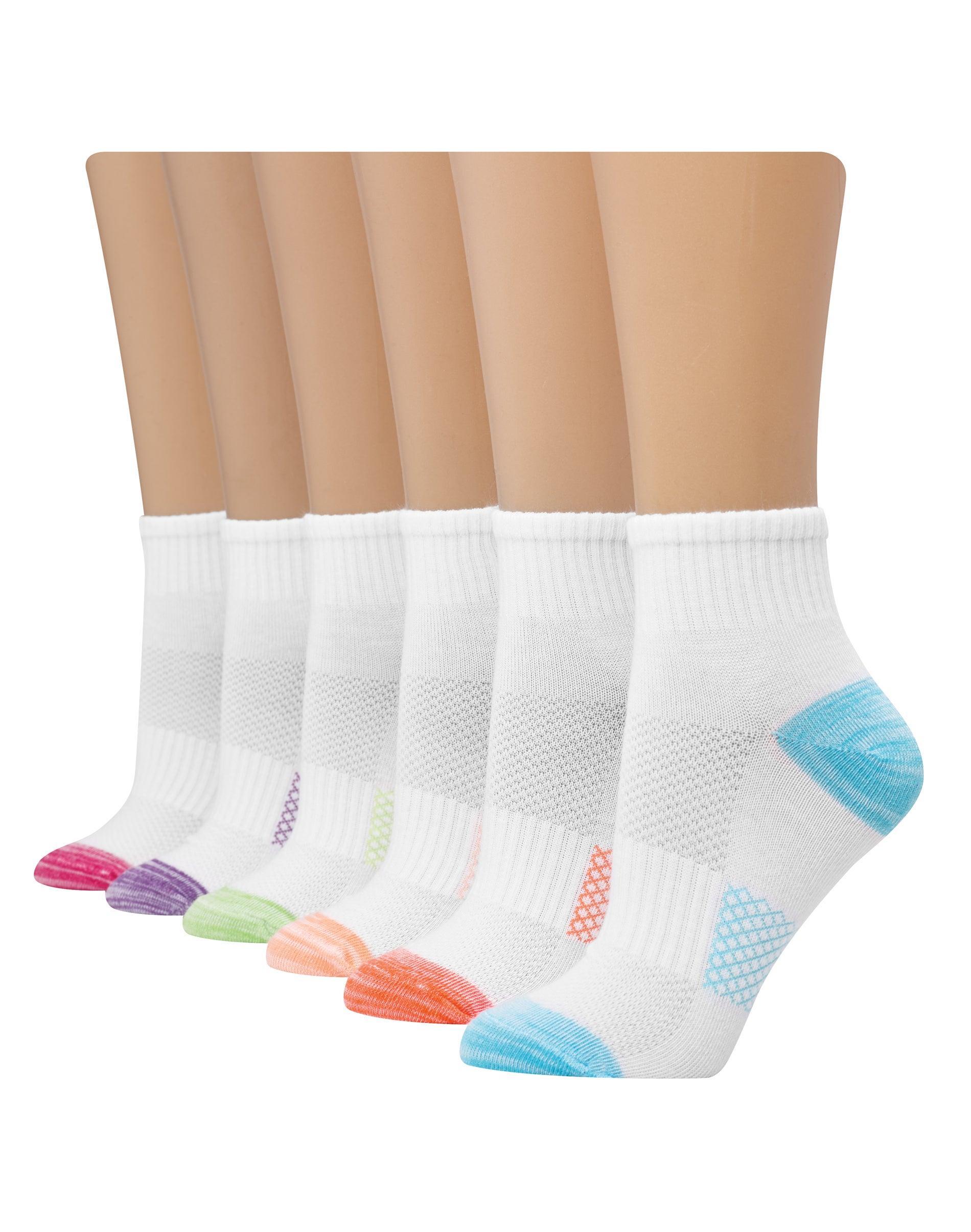 Hanes X-Temp Womens Ankle Socks, Extended Sizes, 6-Pairs Gray/Black 8-12 Product Image