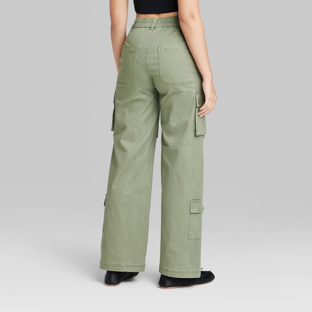 Womens High-Rise Cargo Utility Pants - Wild Fable Dark L Product Image