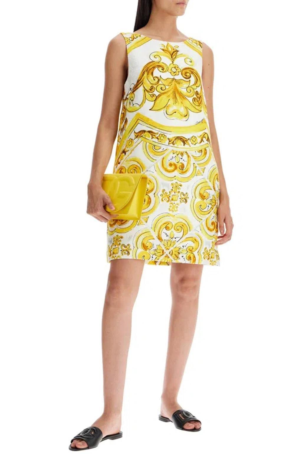 DOLCE & GABBANA 'mini Brocade Dress With Mai In White Product Image