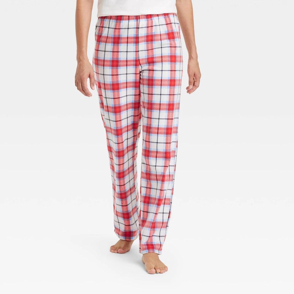 Womens Plaid Microfleece Holiday Matching Family Pajama Pants - Wondershop White product image