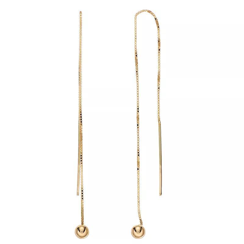 14k Gold Ball Threader Earrings, Womens Product Image