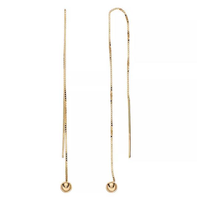 14k Gold Ball Threader Earrings, Womens, Yellow Product Image