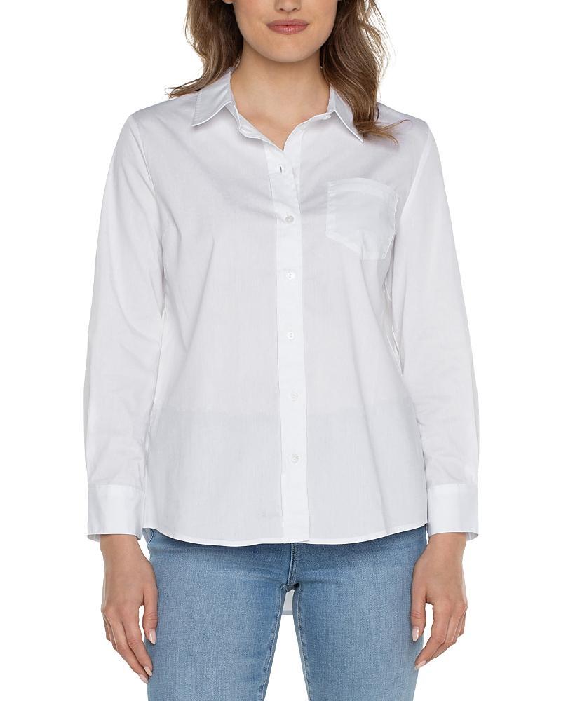 Liverpool Los Angeles Womens Point Collar Button-Front Shirt Product Image