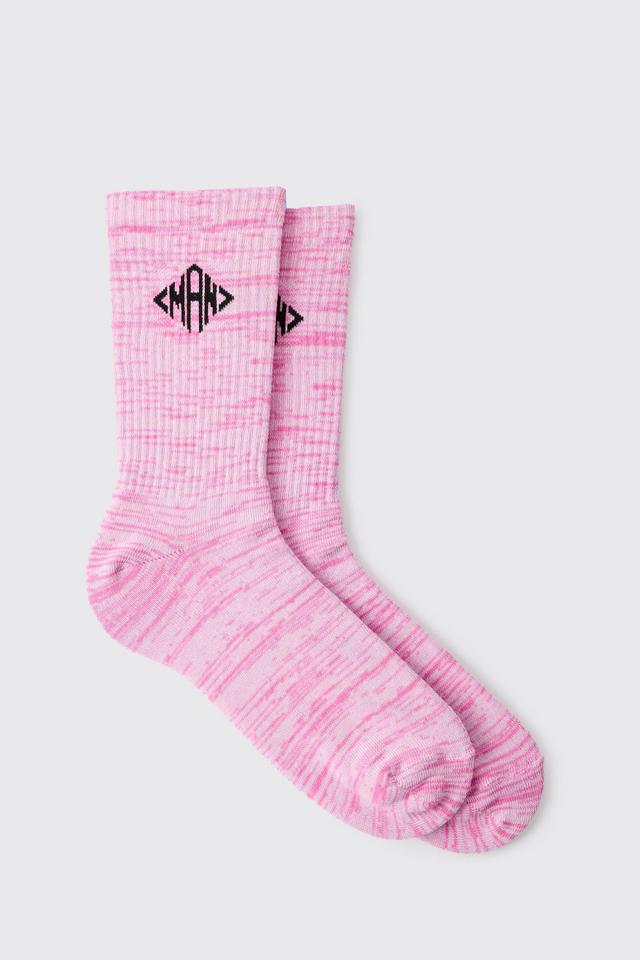 Man Branded Marl Sports Socks | boohooMAN USA Product Image