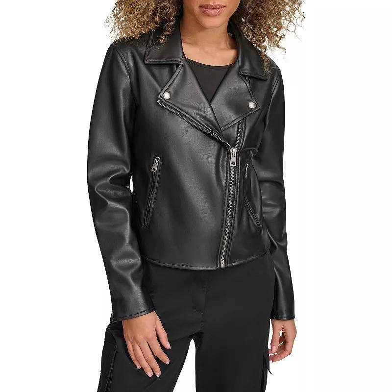 Plus Size Levis Faux-Leather Moto Jacket with Notch Collar, Womens Product Image