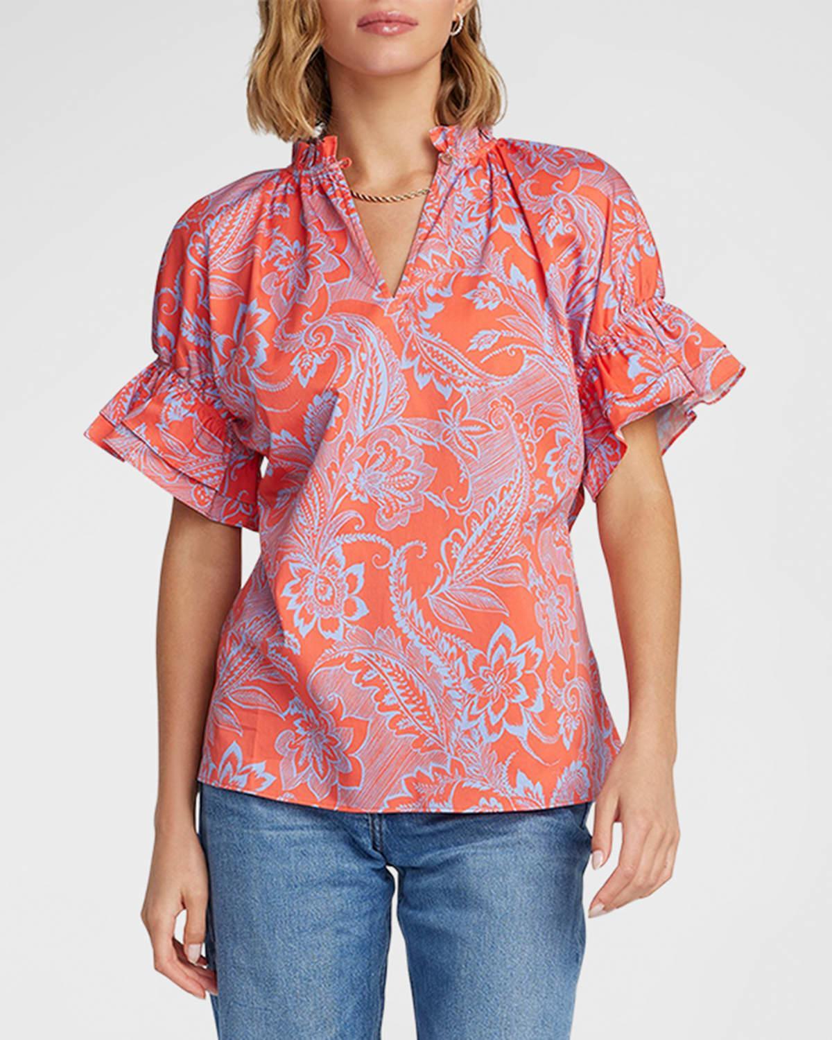 Womens Paige Printed Cotton-Blend Top Product Image