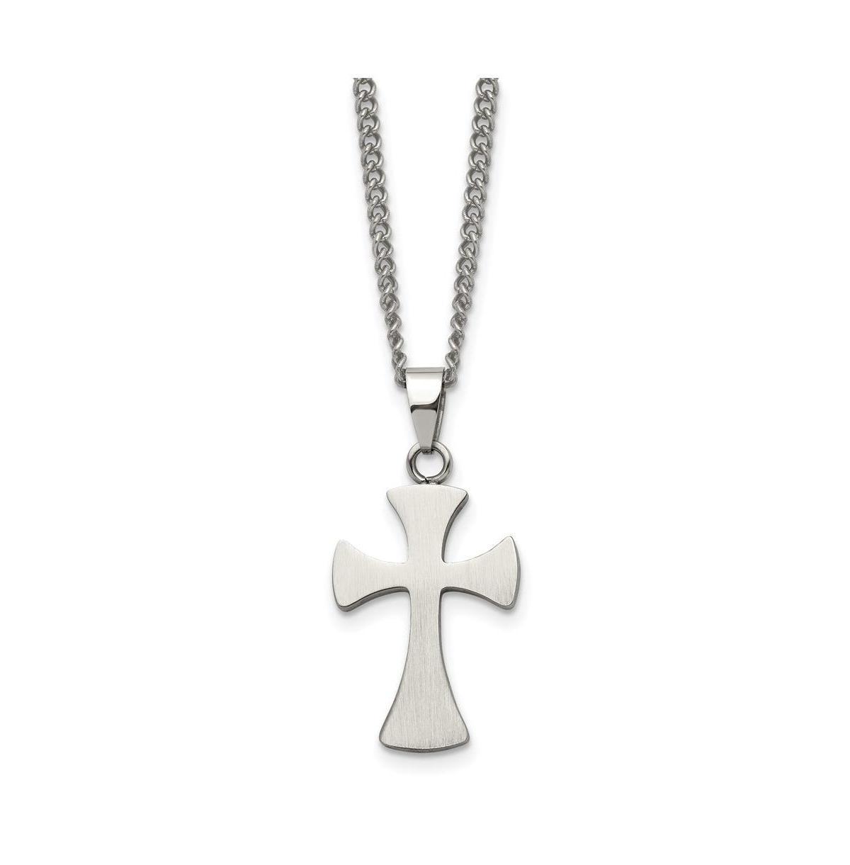 Chisel Stainless Steel Brushed Cross Pendant on a Curb Chain Necklace Product Image