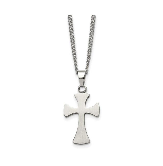 Chisel Stainless Steel Brushed Cross Pendant on a Curb Chain Necklace Product Image