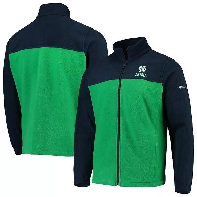 Mens Columbia /Green Notre Dame Fighting Irish Flanker III Fleece Team Full-Zip Jacket Blue Product Image