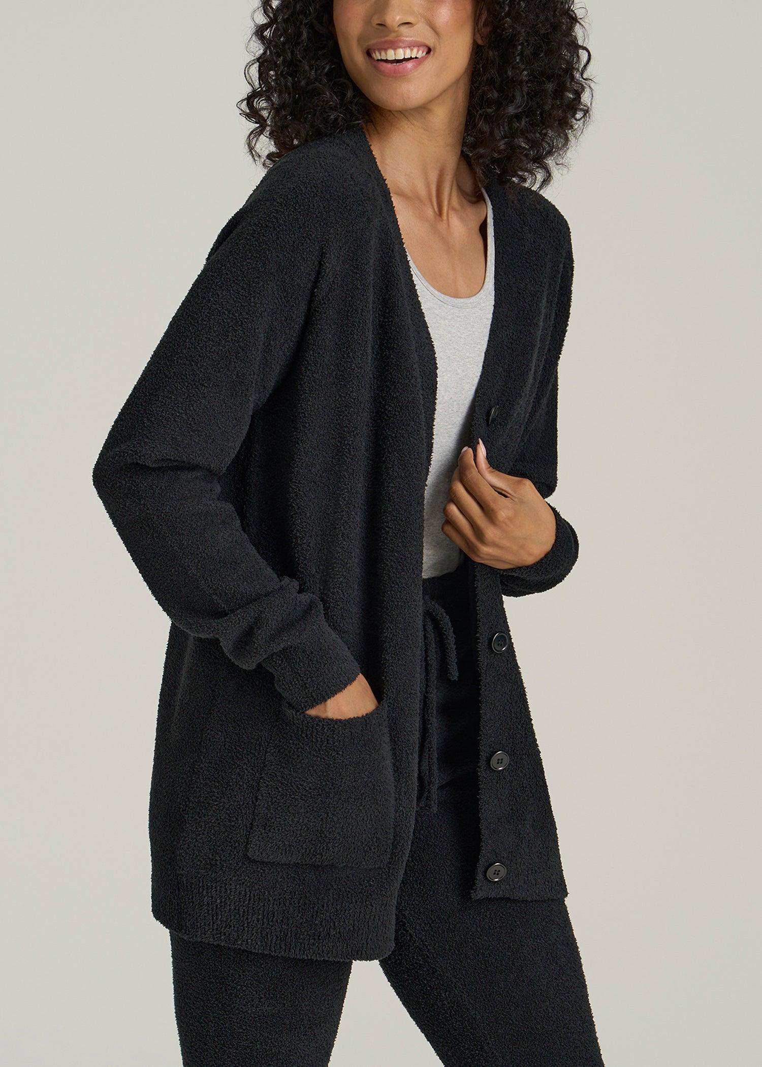 Chenille Cardigan for Tall Women in Black Product Image