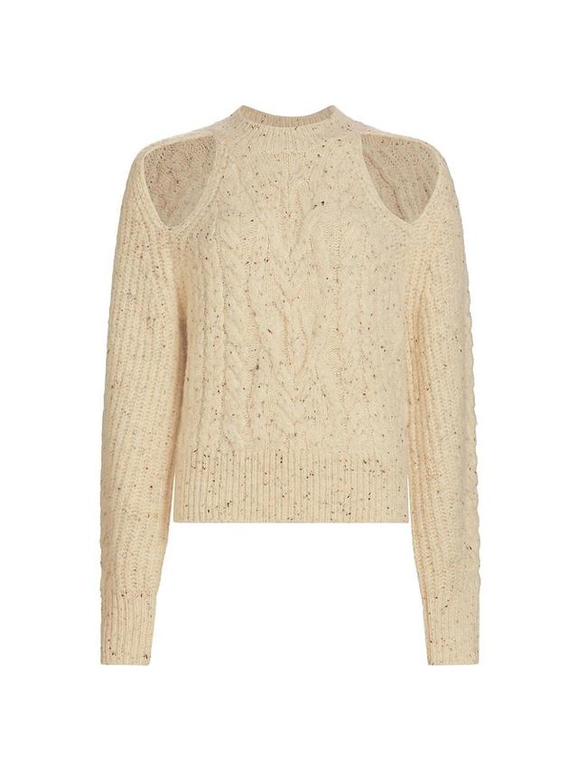 Womens Natalie Cable-Knit Cold-Shoulder Sweater Product Image