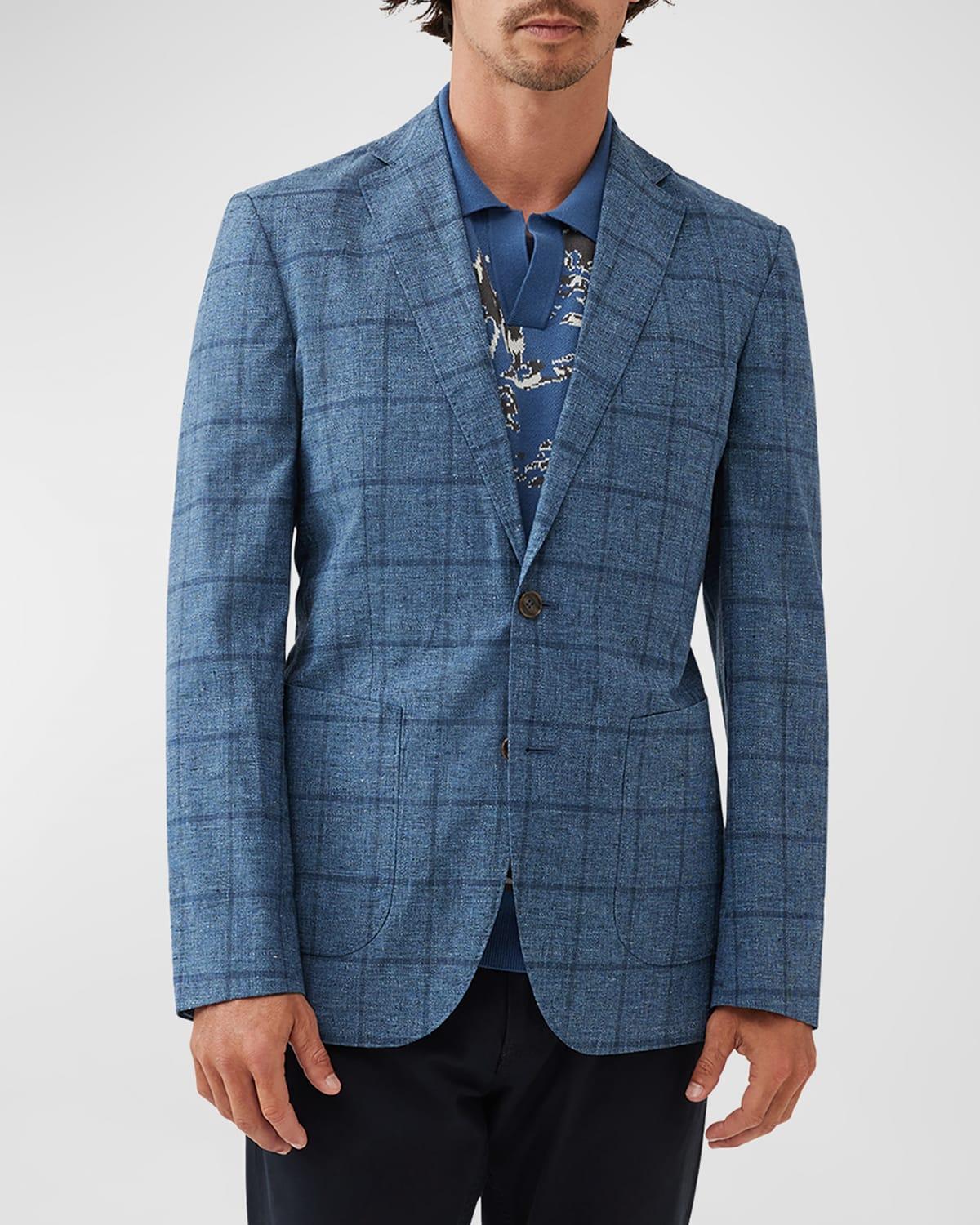 Mens Lake Roxburgh Check Cotton-Blend Two-Button Suit Jacket Product Image