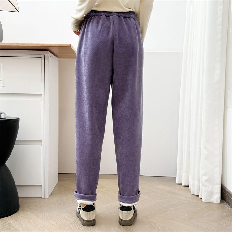 Plus Size Elastic Waist Plain Tapered Pants Product Image