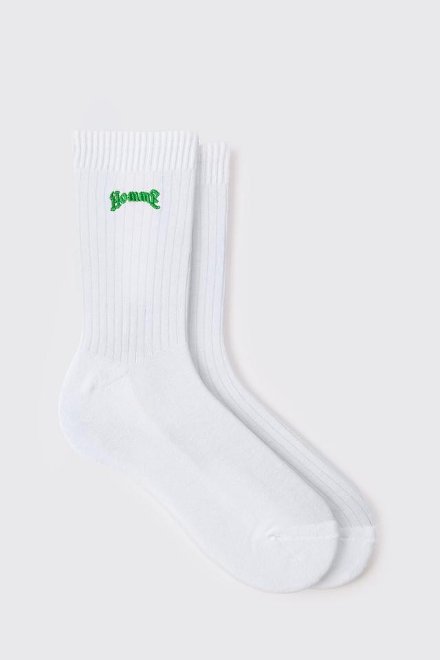 Homme Embroidered Sports Socks | boohooMAN USA Product Image